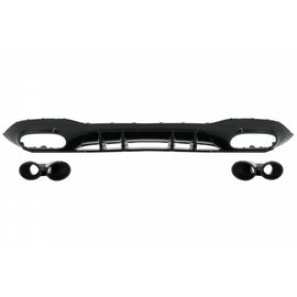 Diffusore paraurti posteriore con nero Terminali di scarico e Calotta specchietto per Mercedes Classe A V177 hatchback