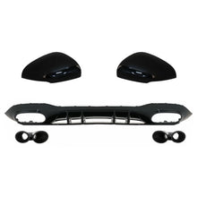 Diffusore paraurti posteriore con nero Terminali di scarico e Calotta specchietto per Mercedes Classe A V177 hatchback