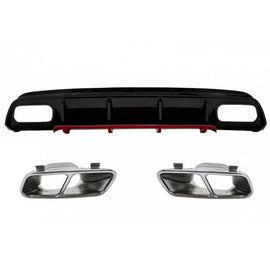 Diffusore paraurti posteriore con Terminali di scarico cromato per Mercedes Classe A W176 restyling (2015-2018) A45