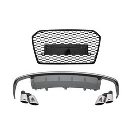Diffusore paraurti posteriore con Terminali di scarico e Griglia anteriore per Audi A6 4G restyling (2015-2018) berlina