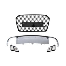 Carica l'immagine nel visualizzatore di Gallery, Diffusore paraurti posteriore con Terminali di scarico e griglia per Audi A6 4G restyling (2015-2018) berlina Avant RS6