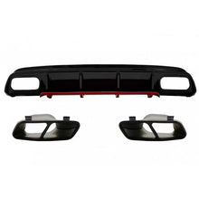 Diffusore paraurti posteriore con Terminali di scarico per Mercedes Classe A W176 restyling (2015-2018) A45 design rosso