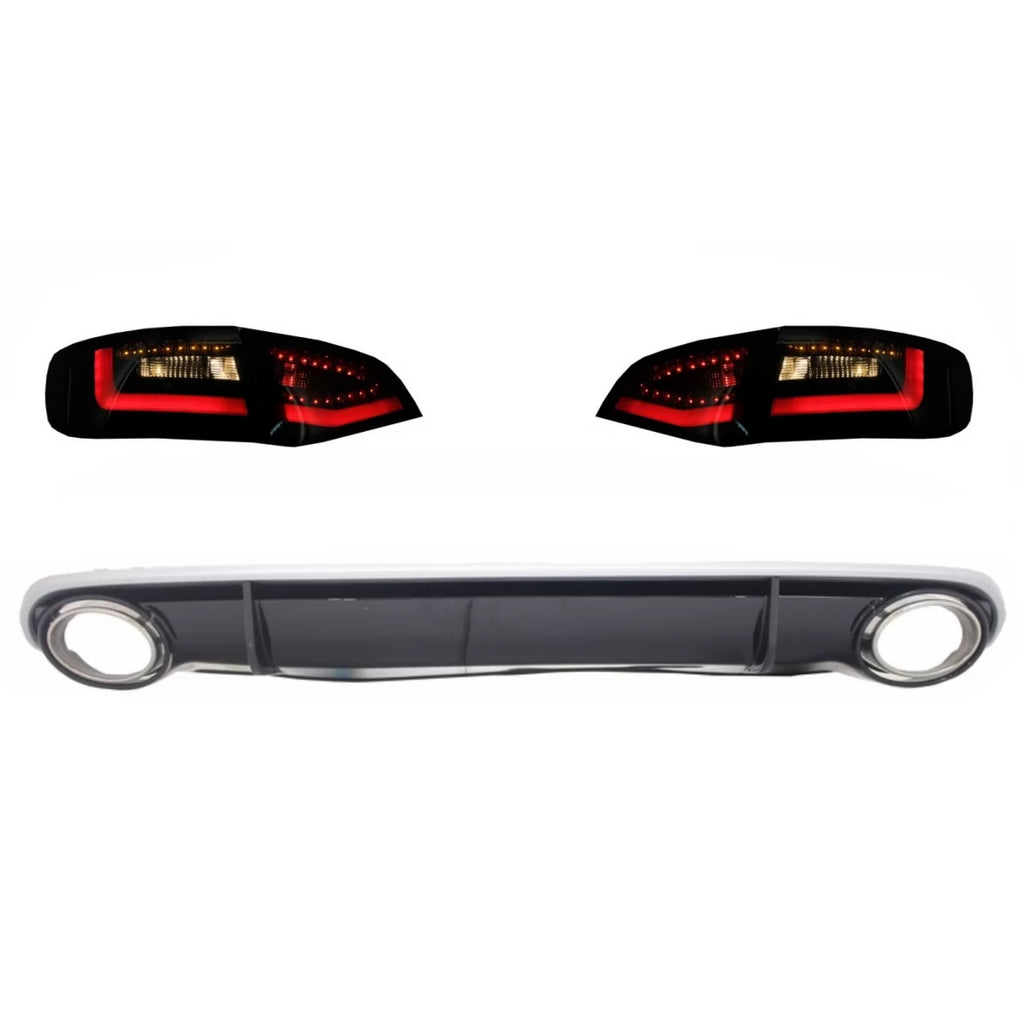Diffusore paraurti posteriore & Terminali di scarico con LED fanali posteriori dinamico nero/fumé per AUDI A4 B8 Avant