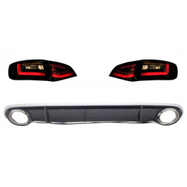 Diffusore paraurti posteriore & Terminali di scarico con LED fanali posteriori dinamico nero/fumé per AUDI A4 B8 Avant