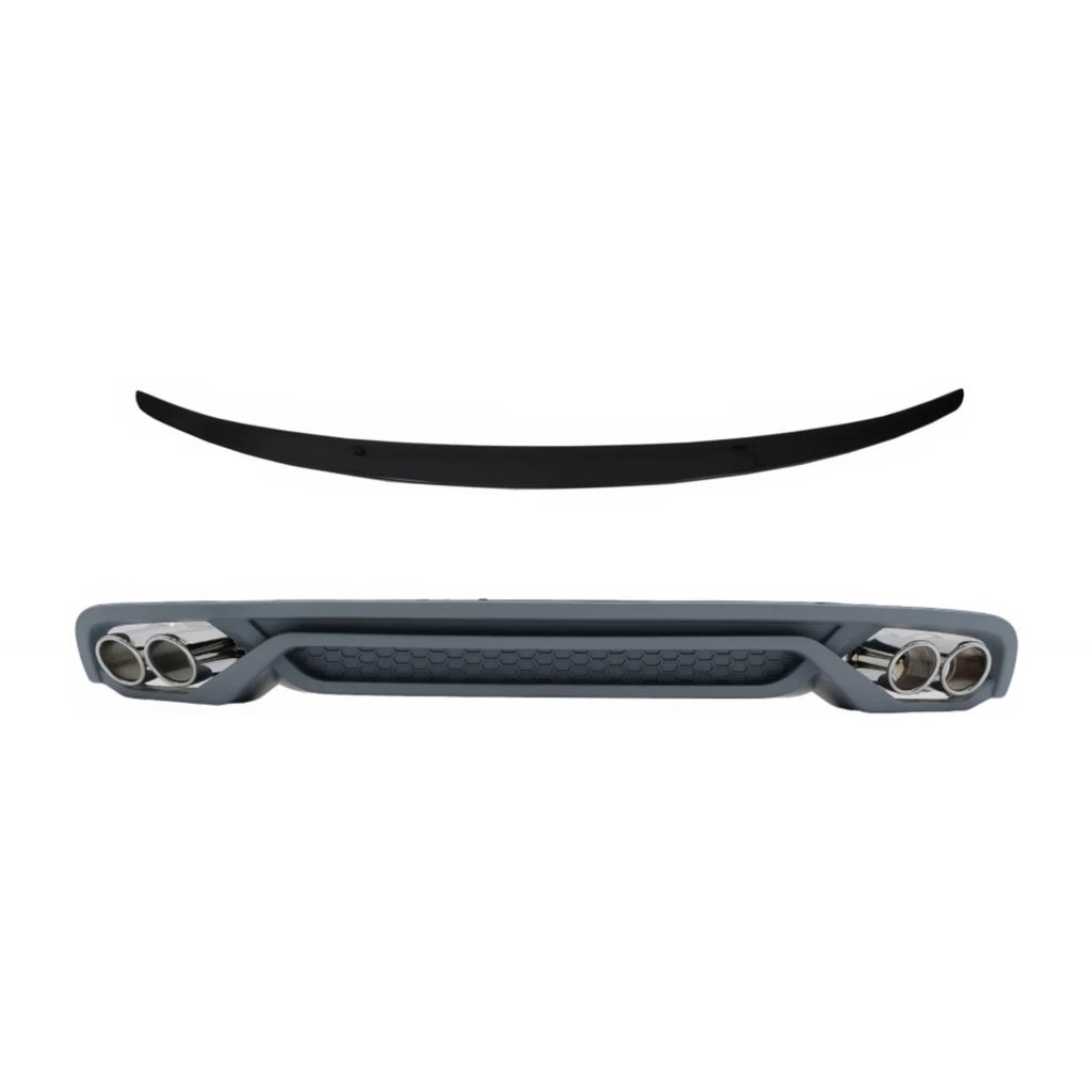 Diffusore paraurti posteriore con Terminali di scarico e Spoiler baule Nero lucido per Audi A4 B8 berlina restyling
