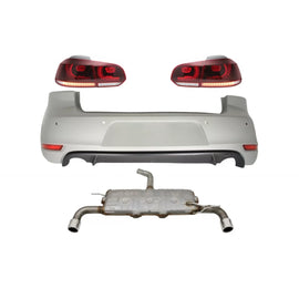 Paraurti posteriore per VW Golf 6 VI (2008-2012) con Sistema di scarico e fanali posteriori Full LED rosso ciliegia