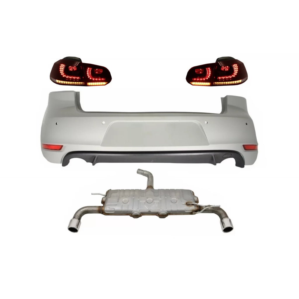 Paraurti posteriore per VW Golf 6 VI (2008-2012) con Sistema di scarico e fanali posteriori Full LED Indicatori