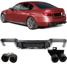 Carica l'immagine nel visualizzatore di Gallery, Posteriore diffusore conversione + carbonio terminali di scarico compatibile BMW F10 F11 520 523 525 528 530