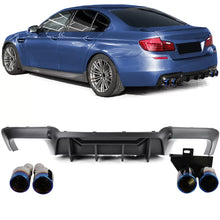 Carica l'immagine nel visualizzatore di Gallery, Posteriore diffusore conversione + titanium terminali di scarico per Serie 5 BMW F10 F11 520 523 525 528 530