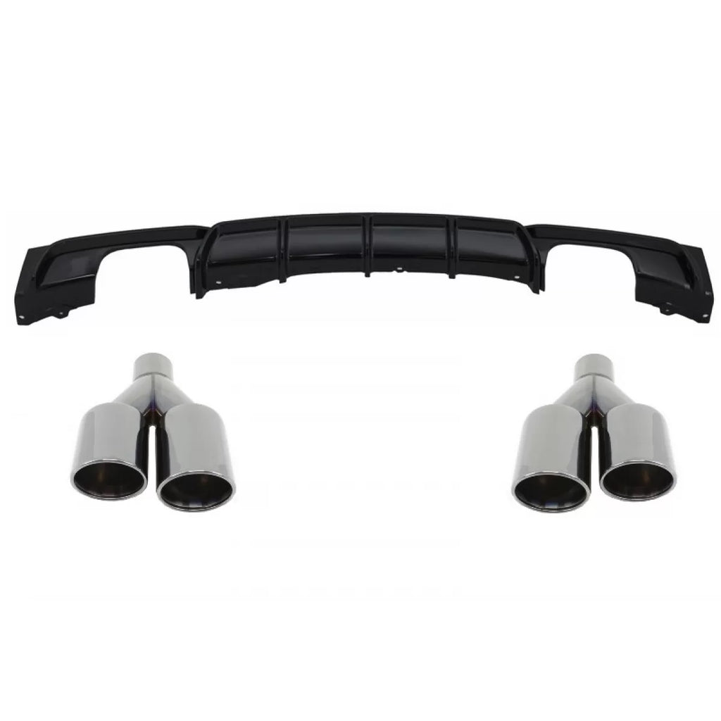 Posteriore diffusore Doppia uscita Nero lucido Edition con Terminali di scarico M-potenza nero per BMW Serie 3 F30 F31