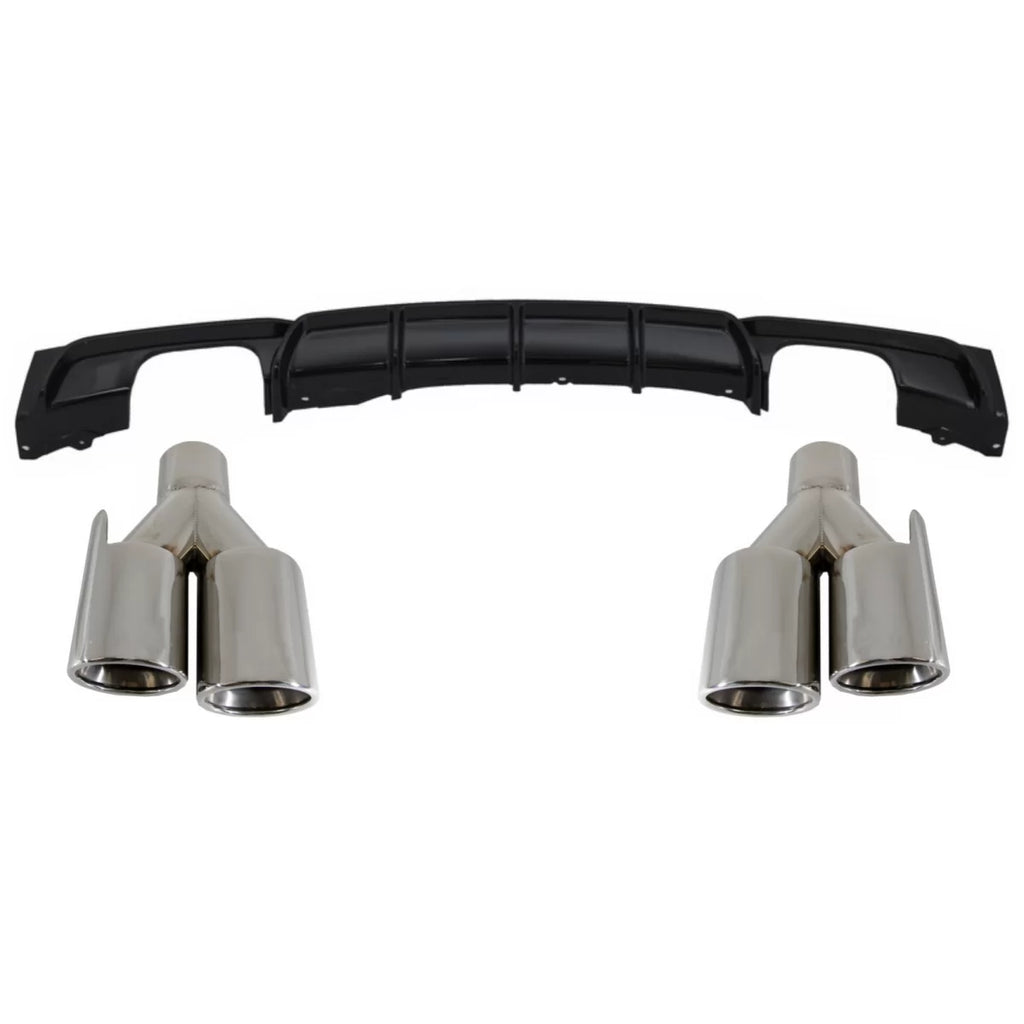 Posteriore diffusore Doppia uscita Nero lucido Edition con Terminali di scarico Quad per BMW Serie 3 F30 F31 (2011