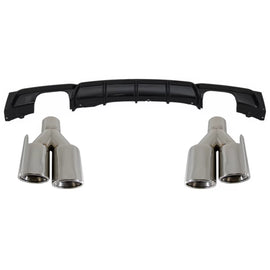 Posteriore diffusore Doppia uscita Nero lucido Edition con Terminali di scarico Quad per BMW Serie 3 F30 F31 (2011