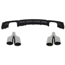 Posteriore diffusore Doppia uscita Nero lucido Edition con Terminali di scarico M-potenza nero per BMW Serie 3 F30 F31