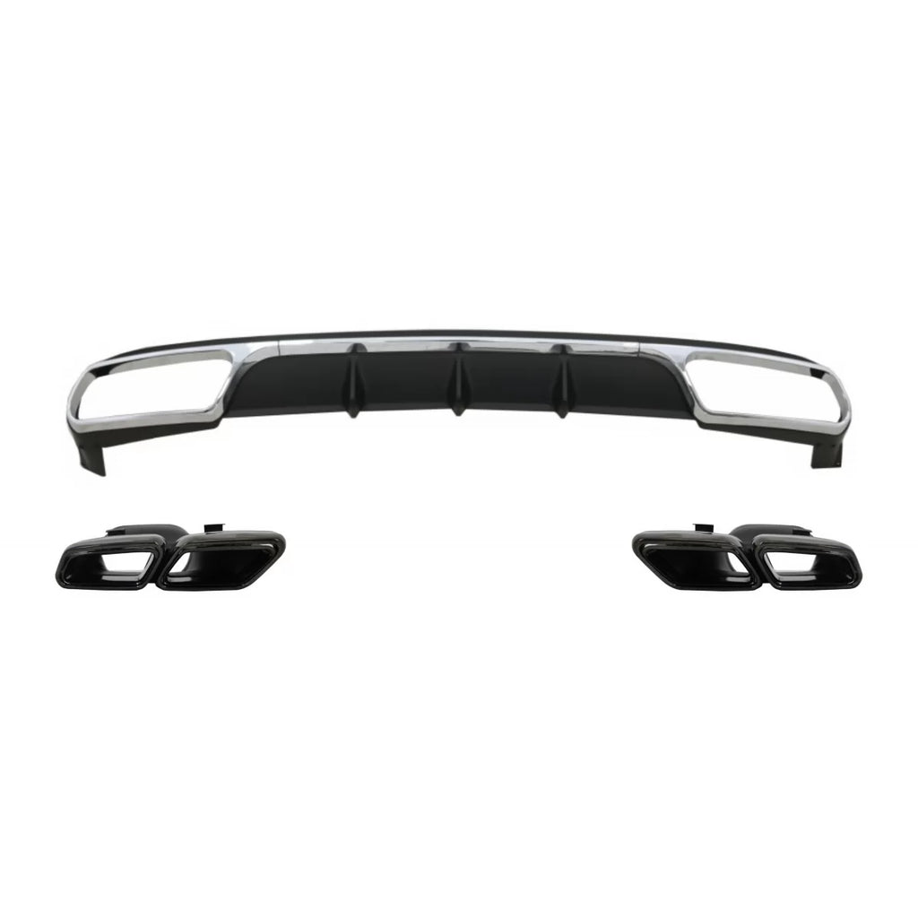 Posteriore diffusore con Terminali di scarico nero per Mercedes Classe E W212 restyling (2013-2016) solo paraurti