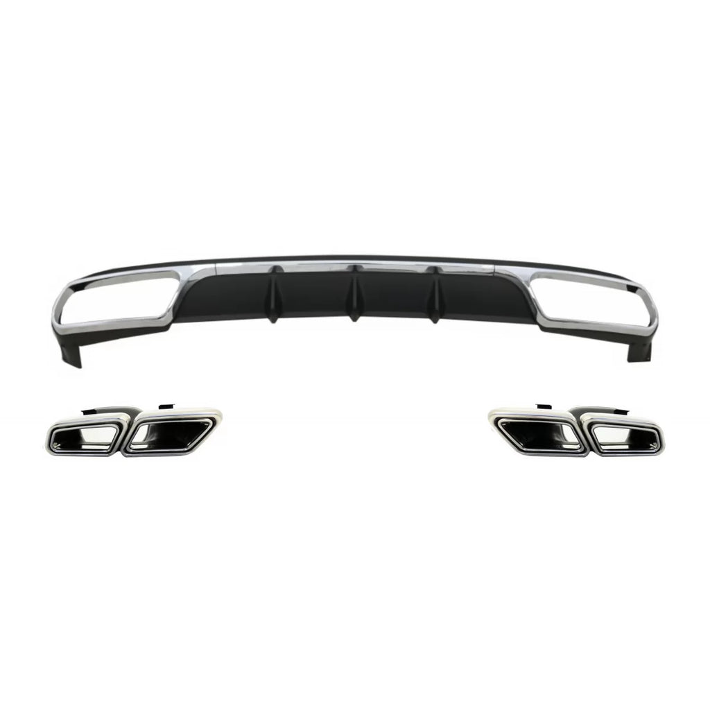 Posteriore diffusore con Terminali di scarico cromato per Mercedes Classe E W212 restyling (2013-2016) solo paraurti