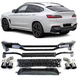 Posteriore diffusore Performance conversione + nero terminali di scarico compatibile BMW X4 G02 18-21