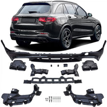 Carica l'immagine nel visualizzatore di Gallery, Posteriore diffusore Sport + nero terminali di scarico per Mercedes GLC X253 19-22 restyling