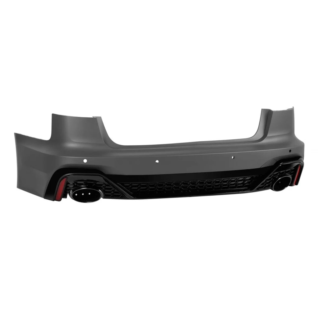 Paraurti posteriore Audi A6 berlina 2015-2018 stile RS6 con terminali neri – vista 2