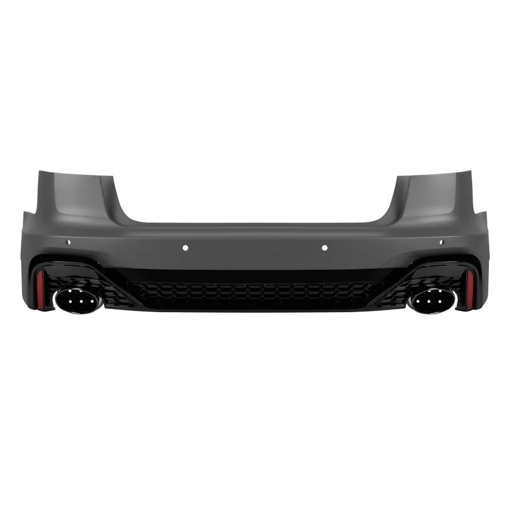 Paraurti posteriore Audi A6 berlina 2015-2018 stile RS6 con terminali neri – vista 1
