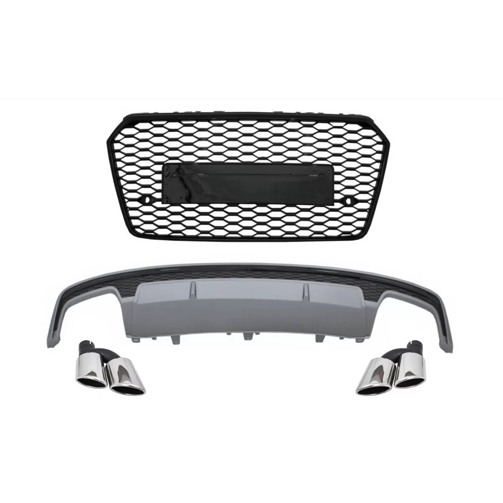 Posteriore Valance aria diffusore con Terminali di scarico e Griglia anteriore per AUDI A7 4G restyling (2015-2017) S7