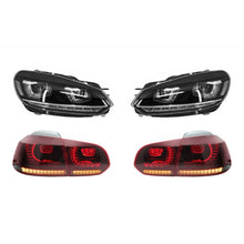 Carica l'immagine nel visualizzatore di Gallery, RHD Fari anteriori cromati con fanali posteriori Full LED per VW Golf 6 VI (2008-2013) LED sequenziale Indicatore