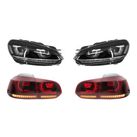 RHD Fari anteriori cromati con fanali posteriori Full LED per VW Golf 6 VI (2008-2013) LED sequenziale Indicatore