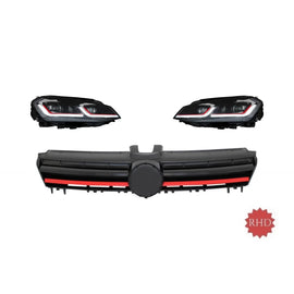RHD fari anteriori LED sequenziale dinamico Turn luce con griglia per VW Golf 7 VII (2013-2017) R stile rosso