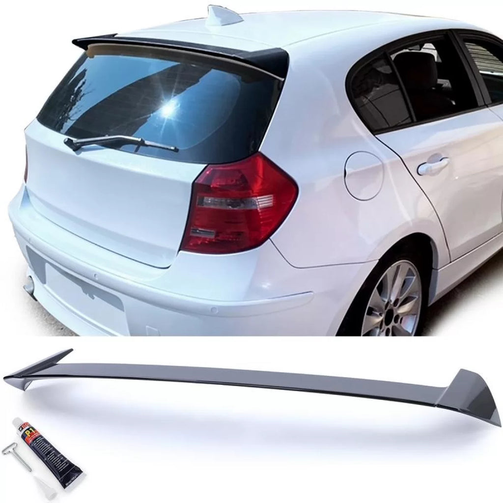 Spoiler tetto per BMW 1 E81 E87 04-12 in plastica ABS verniciato Nero lucido