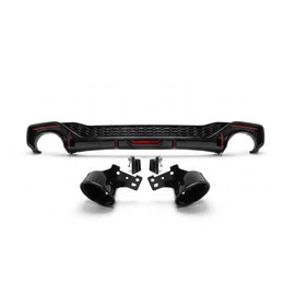 Diffusore stile RS con nero Terminali di scarico per posteriore S-Line paraurti on Audi A7 Sportback 2017-2023