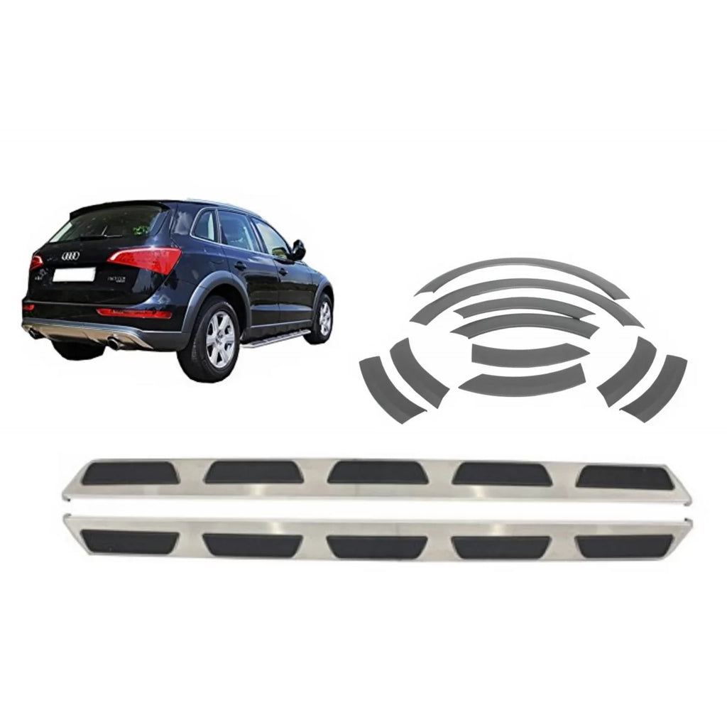 Pedane laterali per AUDI Q5 8R (2008-2013) con allargamenti parafanghi passaruota estensioni modanature OE design