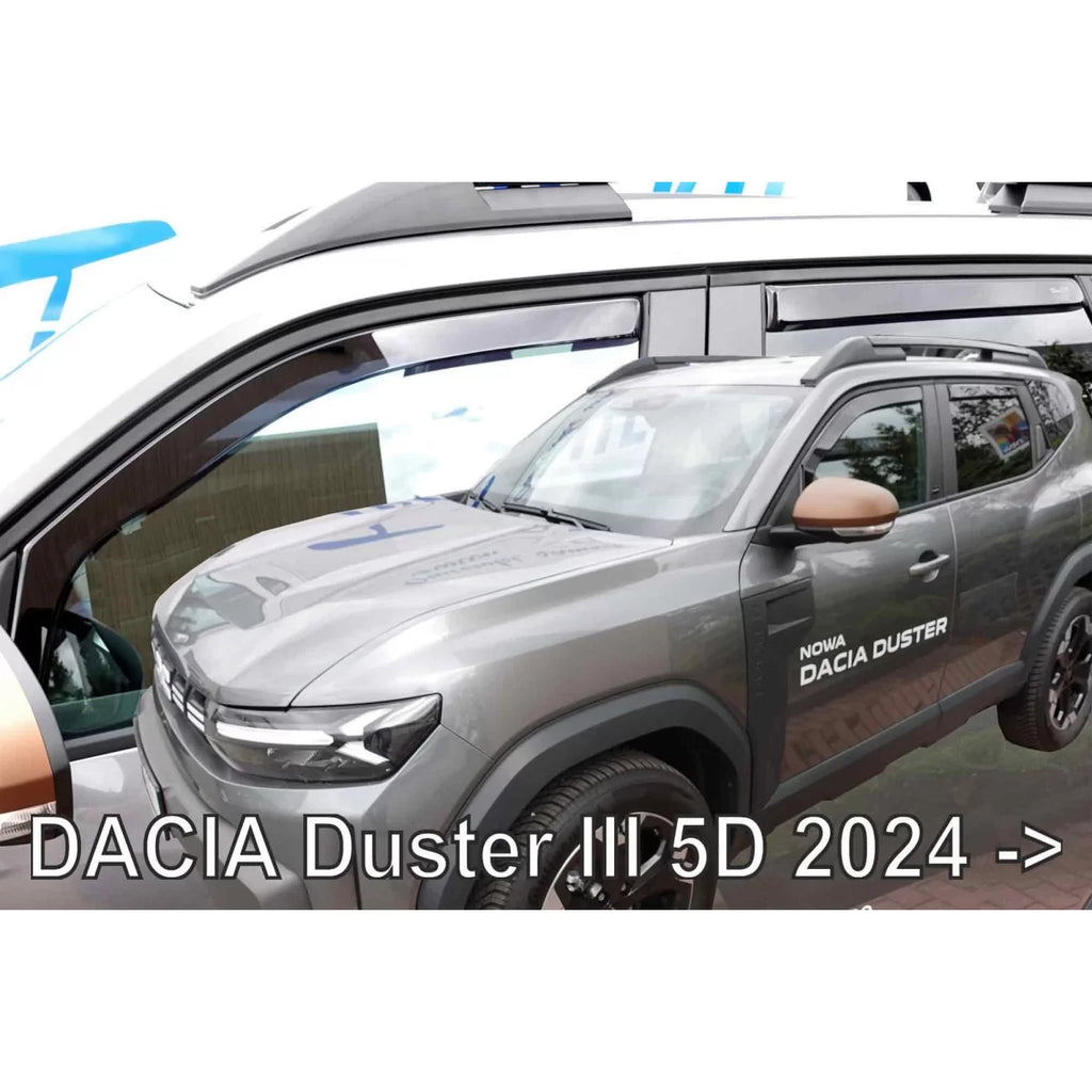 Set deflettori anteriori e posteriori per Dacia Duster dal 2024, scuro fumé, 4 pezzi