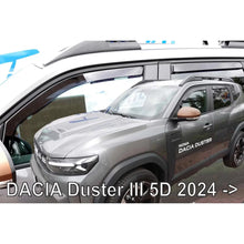 Carica l'immagine nel visualizzatore di Gallery, Set deflettori anteriori e posteriori per Dacia Duster dal 2024, scuro fumé, 4 pezzi