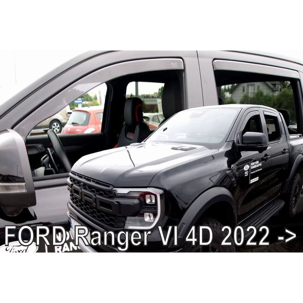 Set deflettori anteriori e posteriori per Ford Ranger dal 2022, 4 pezzi, nero