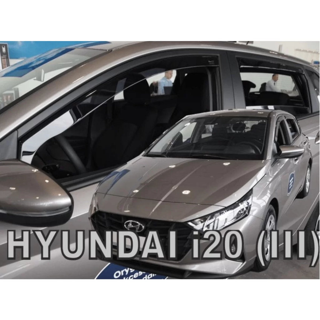 Set deflettori anteriori e posteriori per Hyundai i20 hatchback dal 2020, con 5 porte, scuro fumé, 4 pezzi