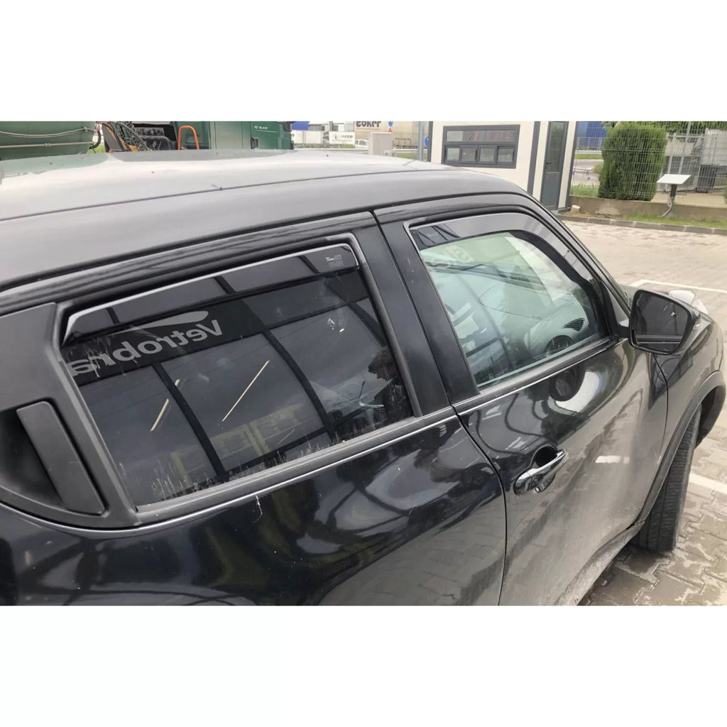 Set deflettori anteriori e posteriori per Nissan Juke 2010-2019, con 5 porte, scuro fumé, 4 pezzi