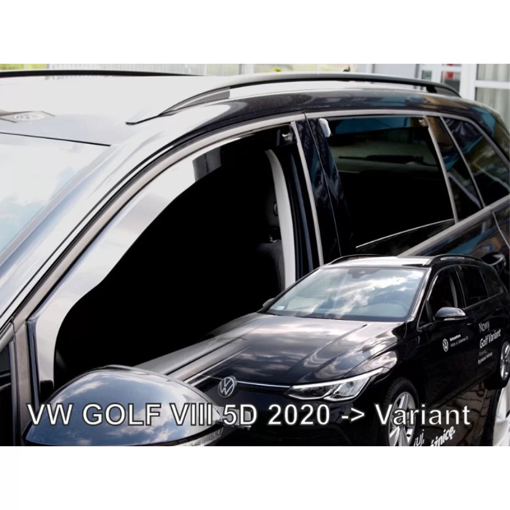 Set deflettori anteriori e posteriori per VW Golf VIII station wagon dal 2019, con 5 porte, scuro fumé, 4 pezzi