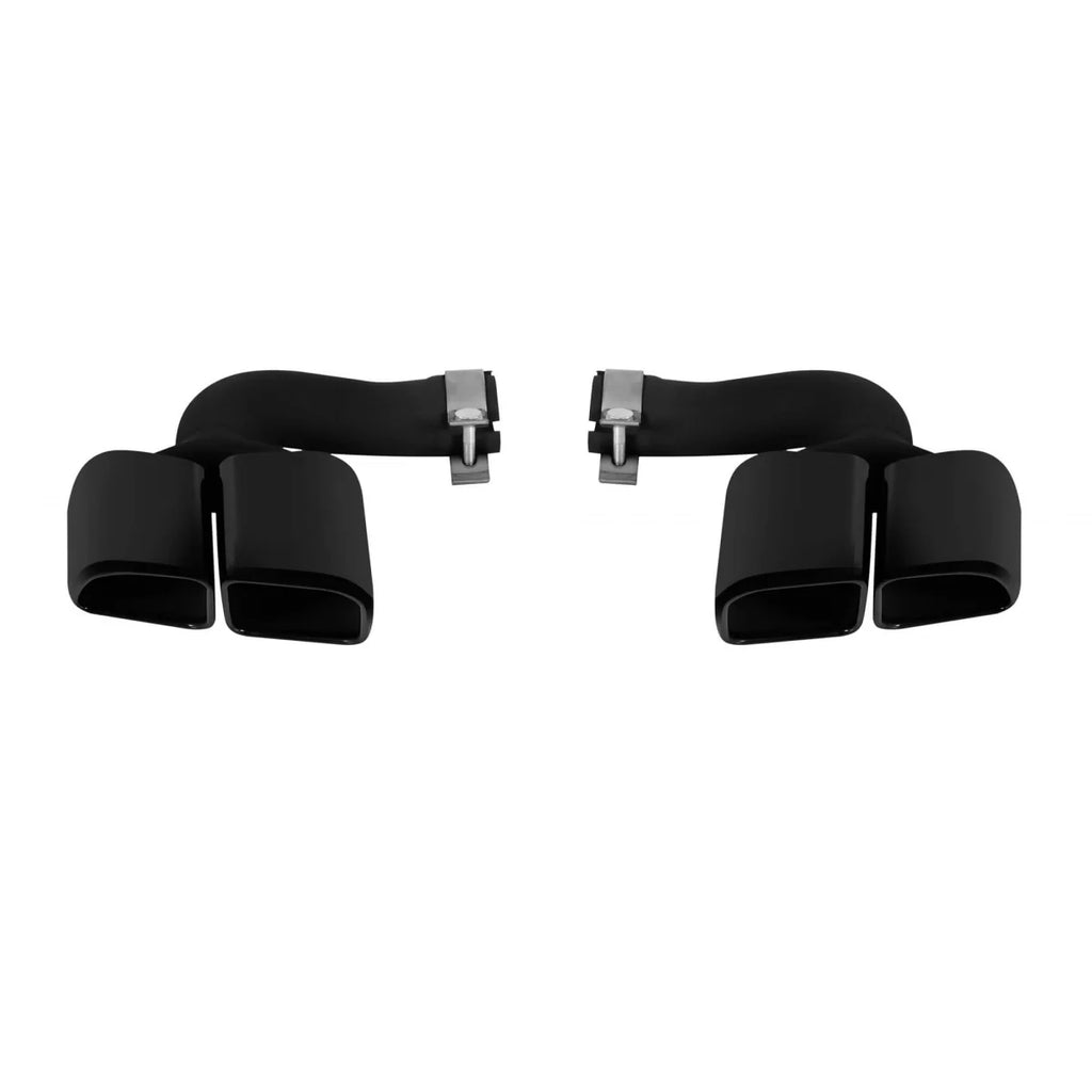 Set di ovale nero lucido Terminali di scarico Turbo tipo per Porsche Cayenne 9Y0 2018-2023