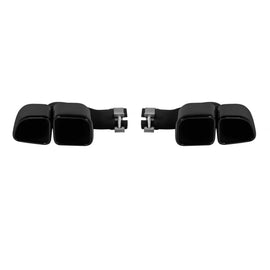 Set di ovale nero lucido Terminali di scarico Turbo tipo per Porsche Cayenne 9Y0 2018-2023