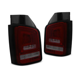 Set di tuning rosso fumé LED fanali posteriori per Volkswagen T5 2003-2009, sinistro e destro