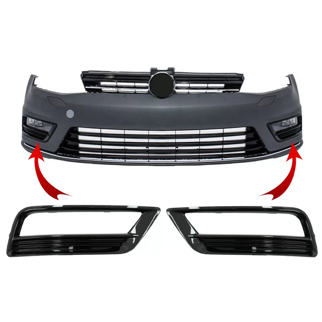 Laterale griglie Paraurti anteriore per VW Golf VII 7 (2013-2017) R-Line design Nero lucido