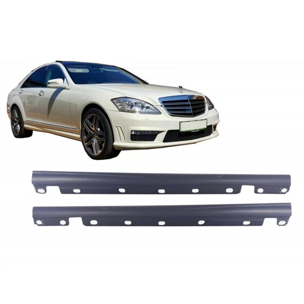 Minigonne per Mercedes-Benz Classe S W221 06-13 A design S65 stile lungo in plastica ABS 2 pezzi