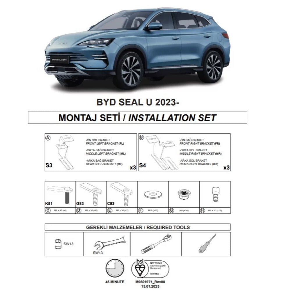 Staffe per pedane laterali (Dma) per Byd guarnizione U Dm-I 2023 SUV I