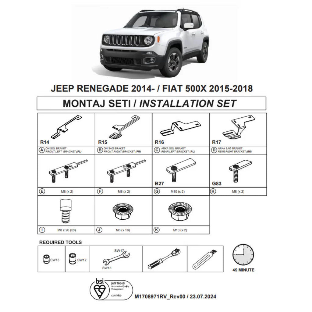 Staffe per pedane laterali (Dma) per Fiat 500X 2015-2018 SUV 334