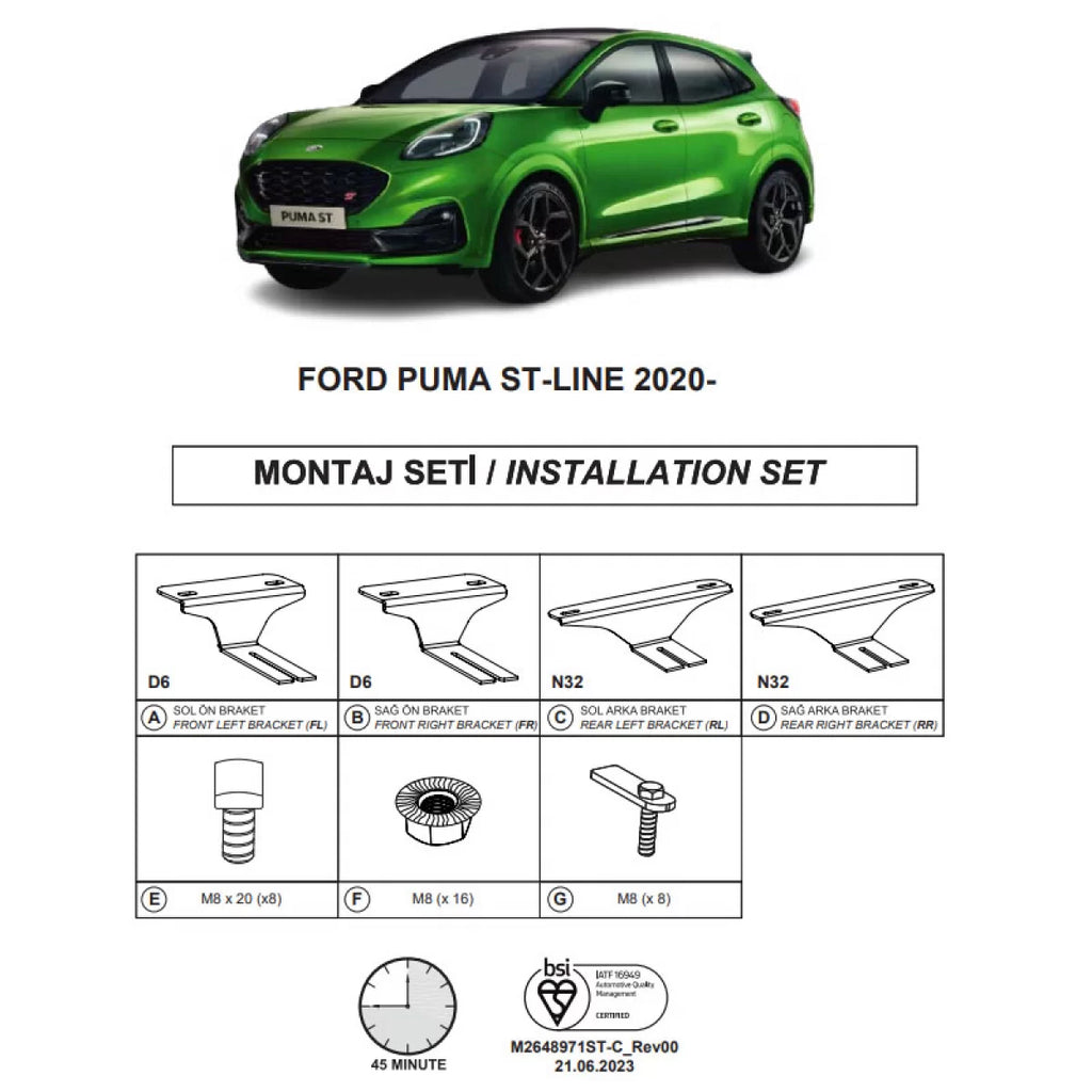 Staffe per pedane laterali (Dma) per Ford Puma St Line 2020- Suv I