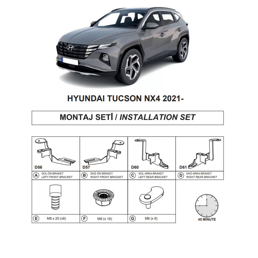 Staffe per pedane laterali (Dma) per Hyundai Tucson 2020- SUV Nx4