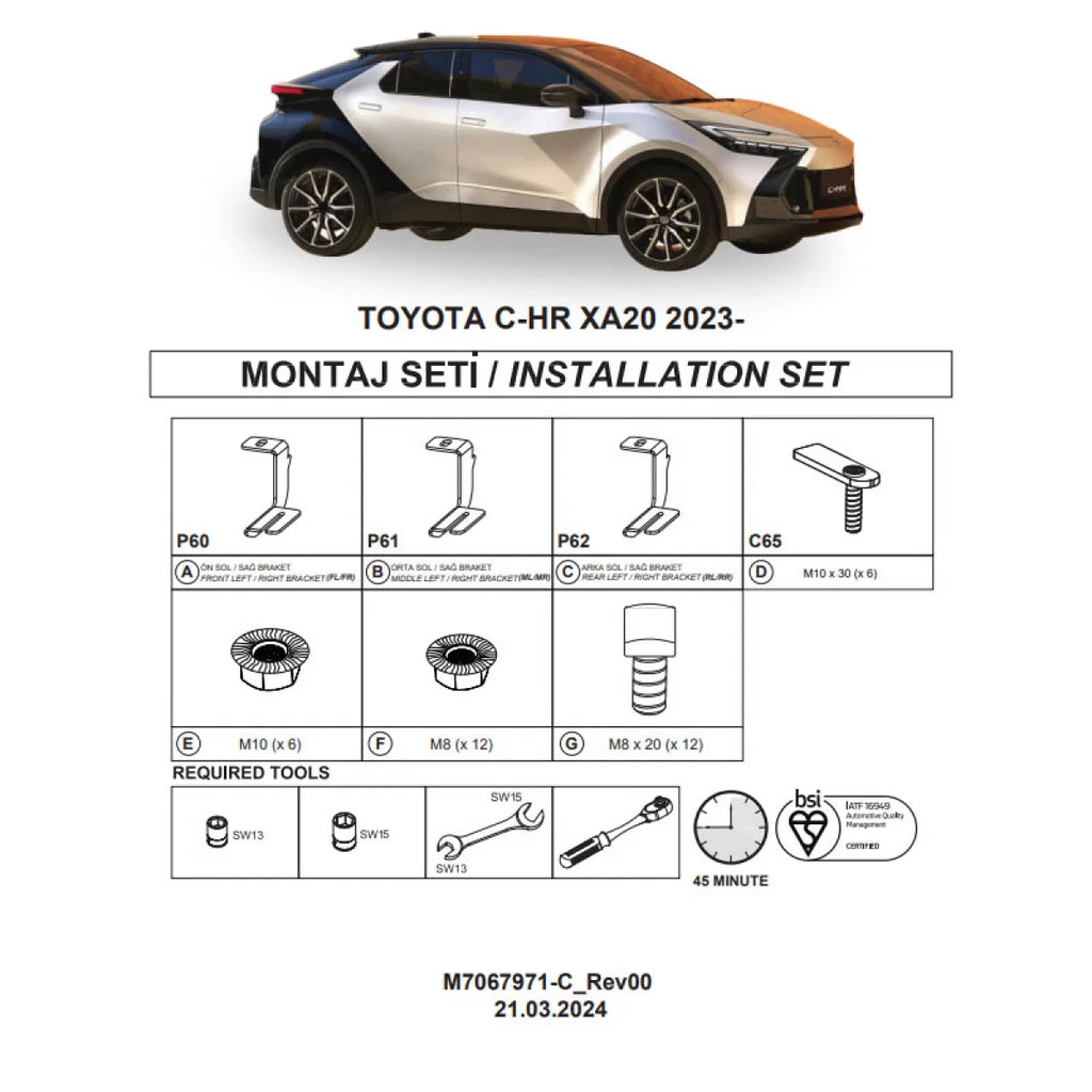 Staffe per pedane laterali (Dma) per Toyota C-HR 2023- SUV AX20