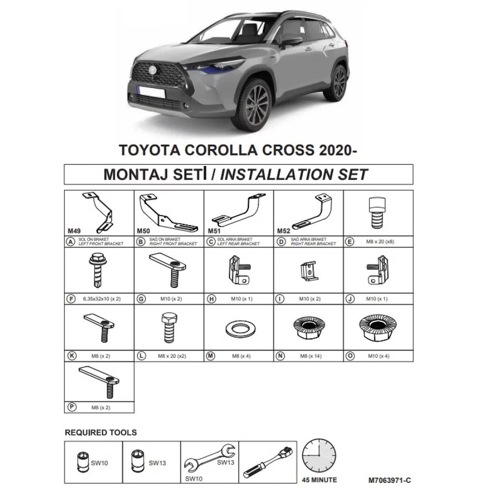 Staffe per pedane laterali (Dma) per Toyota Corolla Cross 2020- SUV Xg10
