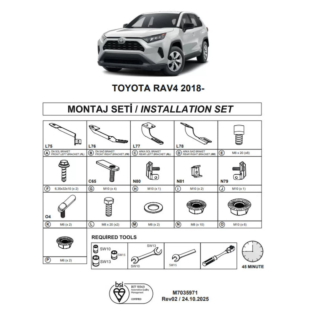Staffe per pedane laterali (Dma) per Toyota Rav4 ibrido 2018- SUV Xa50