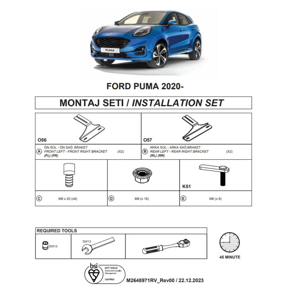 Staffe per pedane laterali per Ford Puma 2020- SUV I