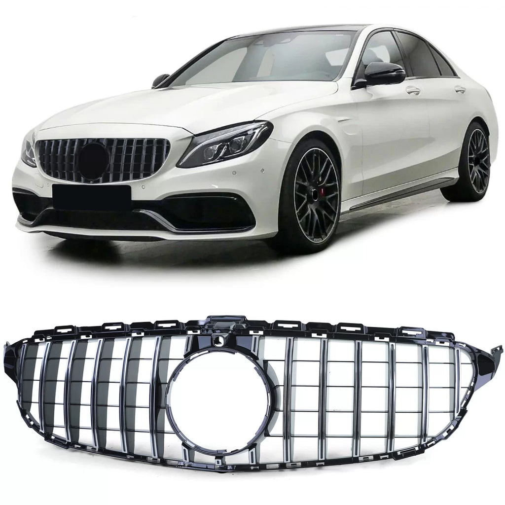 Sport griglia nero lucido cromato per Mercedes Classe C W205 S205 2014-2018